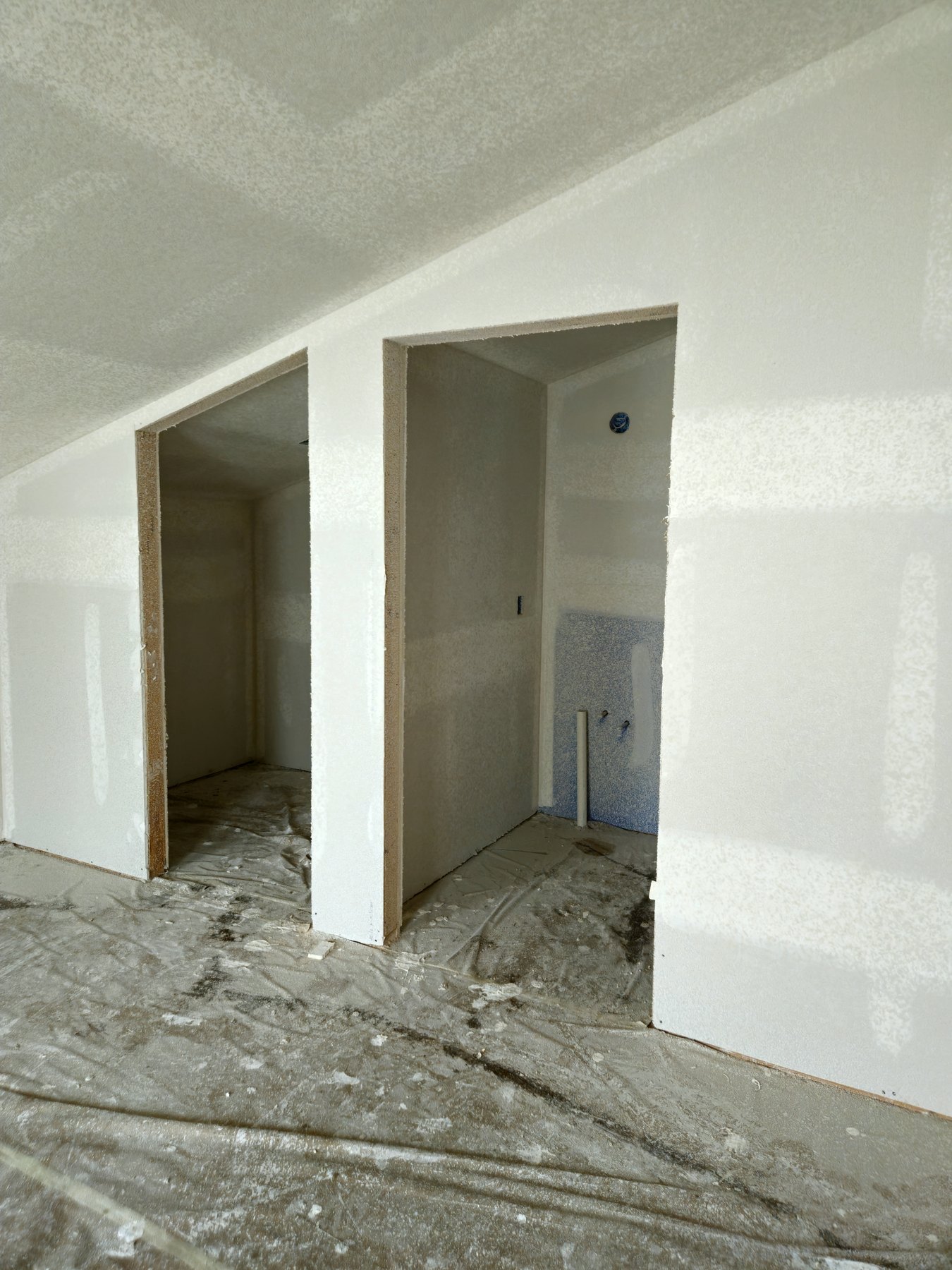Drywall and interior partitions during a build-out phase