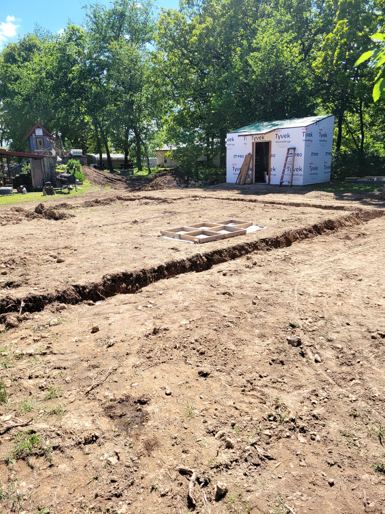 Graded building site prepared before concrete work